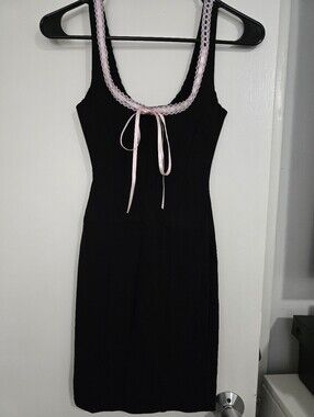 Windsor Black Mini Dress with Pink Trim